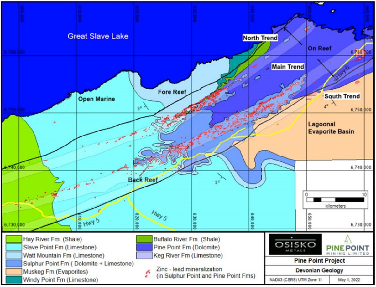 Figure 1: Pine Point Devonian geology